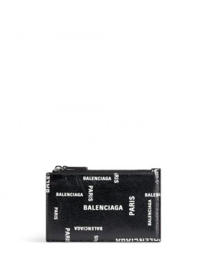 Kožni novčanik s printom Balenciaga crna