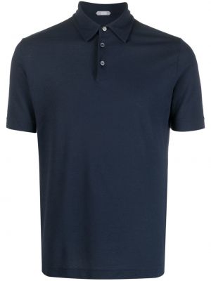 Polo en coton avec manches courtes Zanone bleu