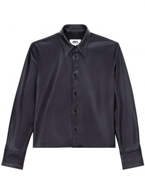 Δερμάτινο πουκάμισο Mm6 Maison Margiela μαύρο
