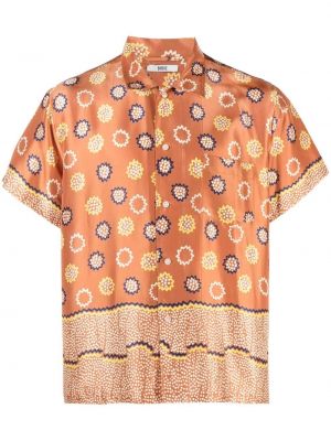 Svilena srajca s cvetličnim vzorcem s potiskom Bode rjava