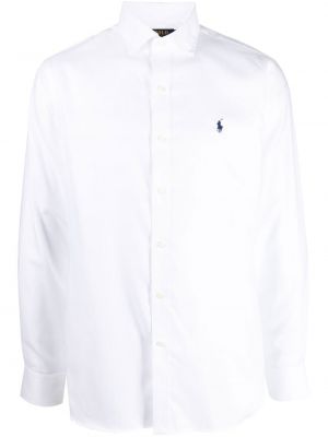 Hedvábná košile s výšivkou Polo Ralph Lauren bílá