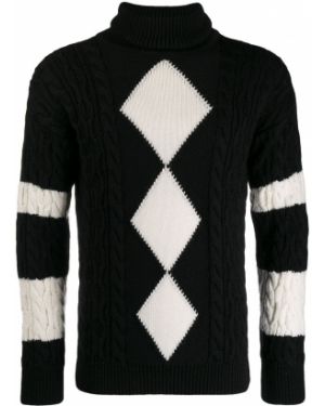Jersey cuello alto con cuello alto de tela jersey con estampado de rombos Saint Laurent negro