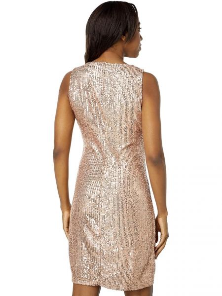 Платье с пайетками с v-образным вырезом из розового золота Marina розовое