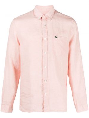 Ленена риза бродирана Lacoste розово