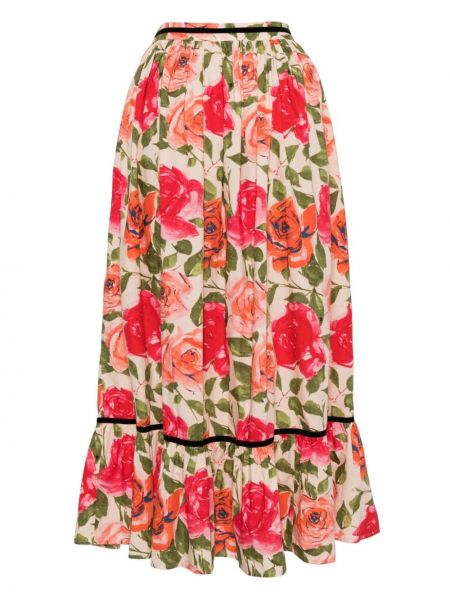 Květinové sukně s potiskem Batsheva růžové