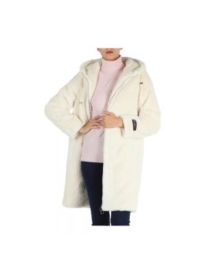 Płaszcz z kapturem ze skóry ekologicznej Rino&pelle biały