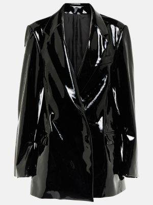 Lakirana usnjena jakna Alaia črna