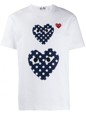 T-krekls ar apdruku ar sirsniņām Comme Des Garçons Play balts