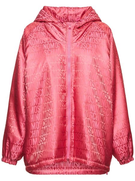 Žakárová nylónová bunda Moschino ružová