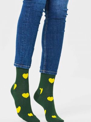 Nogavice z vzorcem srca Happy Socks zelena