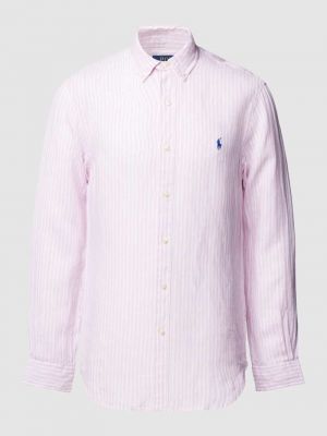 Koszula slim fit w paski Ralph Lauren różowa