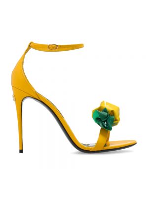 Chaussures de ville en cuir à fleurs vernis Dolce & Gabbana jaune