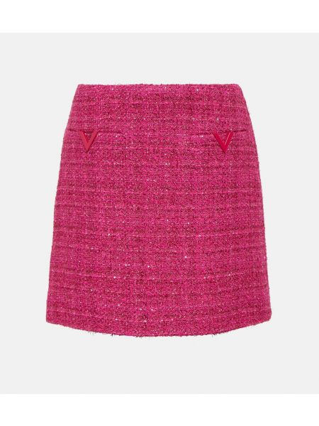 Твидовая юбка мини Valentino розовая
