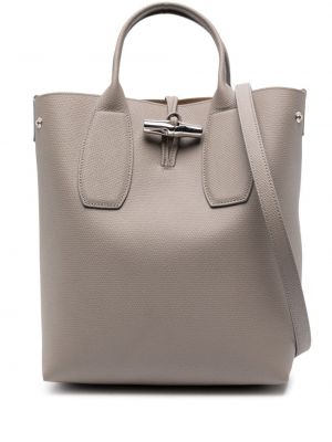 Kožená taška přes rameno Longchamp šedá