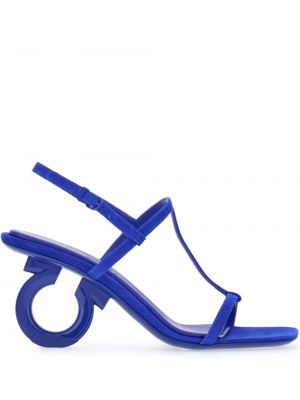 Sandále na podpätku Ferragamo modrá
