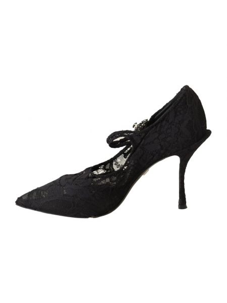 Calzado de encaje de cristal Dolce & Gabbana negro
