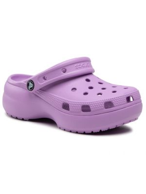 Șlapi cu platformă Crocs violet