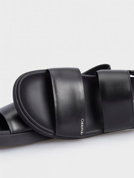Шкіряні сандалії без підборів Calvin Klein чорні