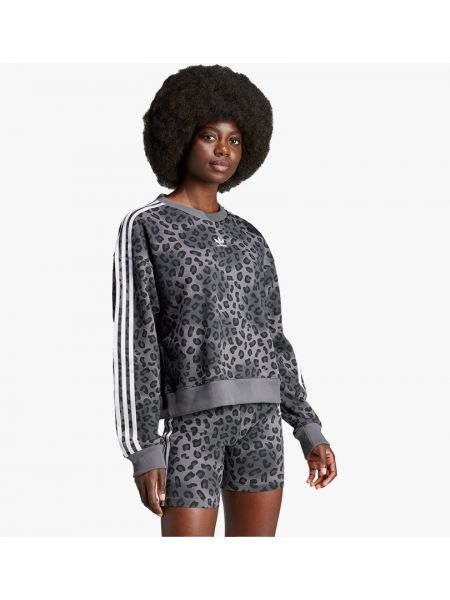 Леопардовый свитшот Adidas серый