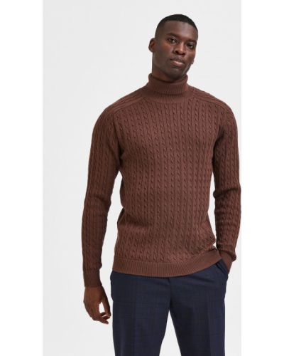 Pull col roulé Selected Homme marron