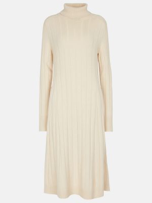 Sukienka midi z kaszmiru Loro Piana biała