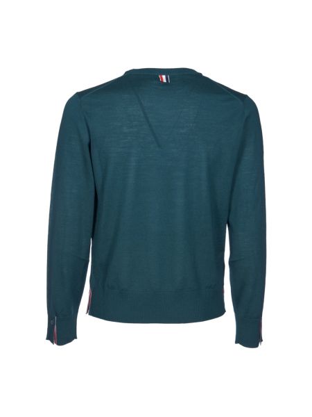 Jersey de lana a rayas de punto Thom Browne verde