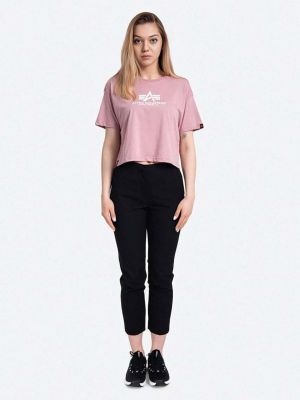 Koszulka bawełniana Alpha Industries różowa