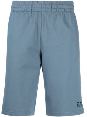 Trykt bomull shorts Ea7 Emporio Armani blå