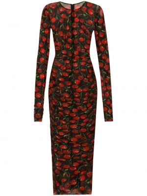 Drapované midi šaty s potiskem Dolce & Gabbana
