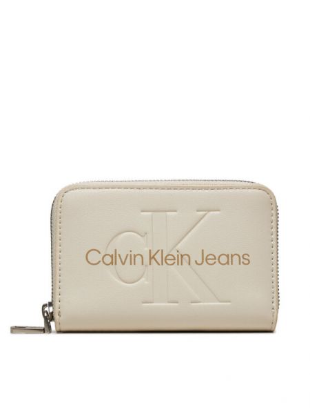 Portfel na zamek Calvin Klein Jeans beżowy