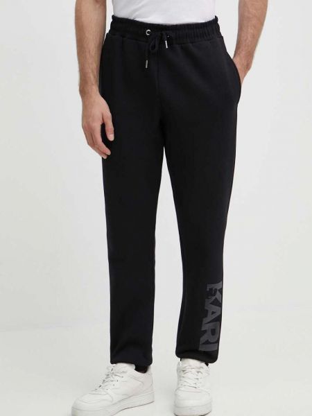 Spodnie sportowe z nadrukiem Karl Lagerfeld czarne