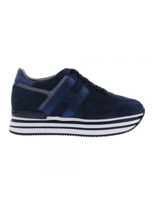 Sneakers di pelle con platform Hogan blu