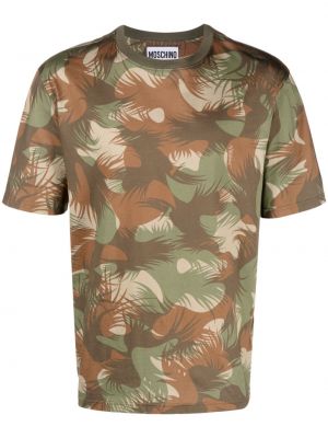T-shirt en coton à imprimé à imprimé camouflage Moschino vert