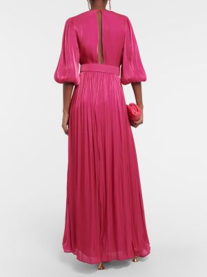 Sukienka długa plisowana Costarellos różowa