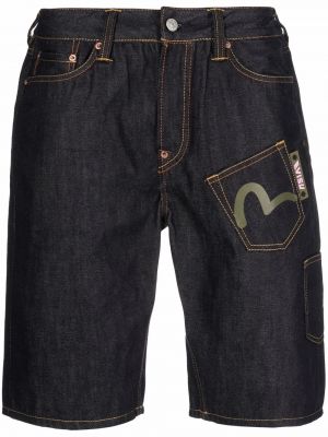 Trykt jeans-shorts Evisu blå