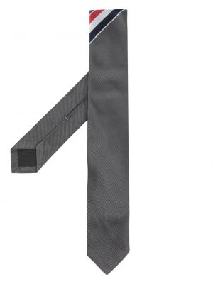 Svilena kravata s črtami iz žakarda Thom Browne siva