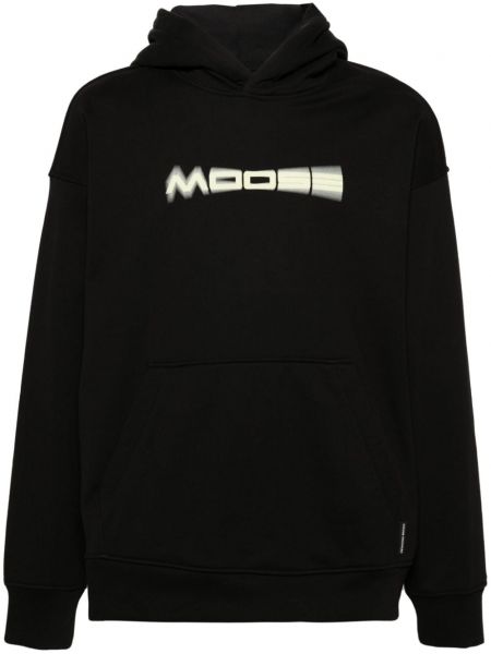 Βαμβακερός φούτερ με κουκούλα με σχέδιο Moose Knuckles μαύρο