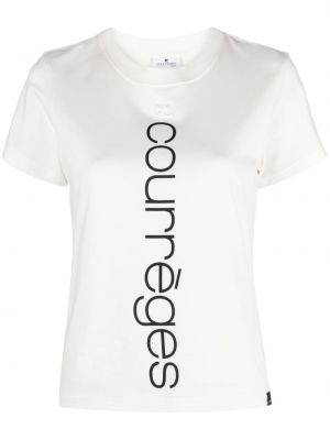 T-shirt en coton à imprimé Courrèges blanc