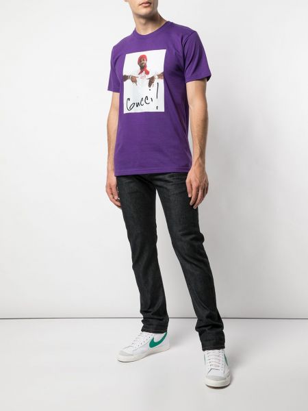 Koszulka z nadrukiem Supreme fioletowa