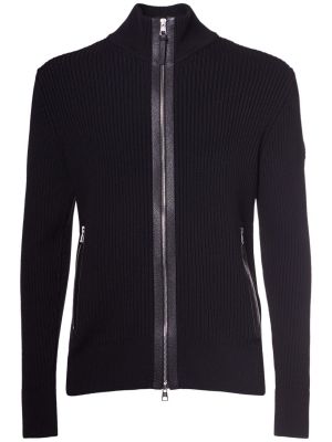 Cardigan en laine en tricot Moncler noir