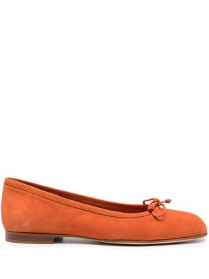 Lapos talpú szarvasbőr balerina cipők Manolo Blahnik narancsszínű