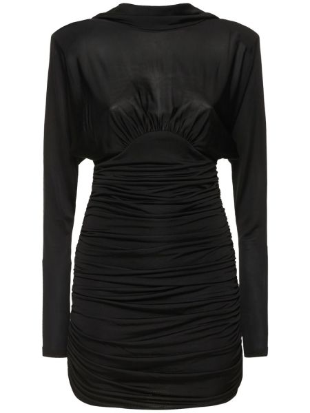 Мини рокля от джърси Saint Laurent черно