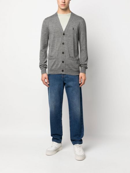 Woll strickjacke mit v-ausschnitt Polo Ralph Lauren grau