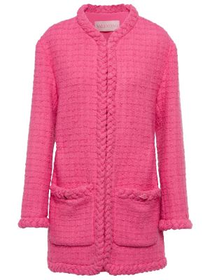Vunena jakna od tvida Valentino ružičasta