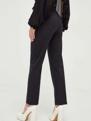 Jednobarevné vlněné kalhoty s vysokým pasem Msgm černé