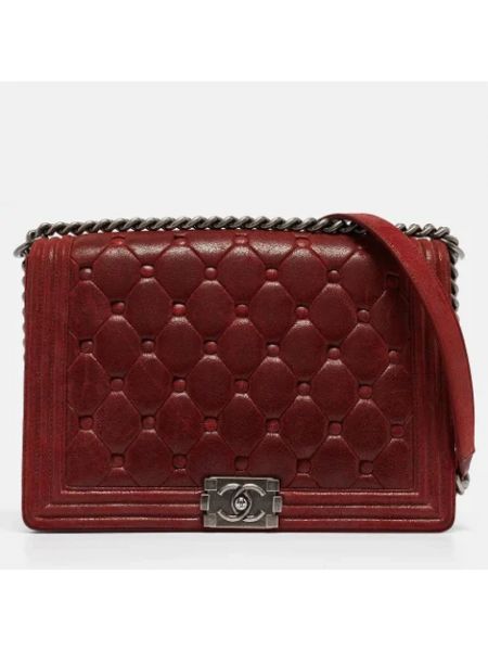 Bolso cruzado de cuero retro Chanel Vintage rojo