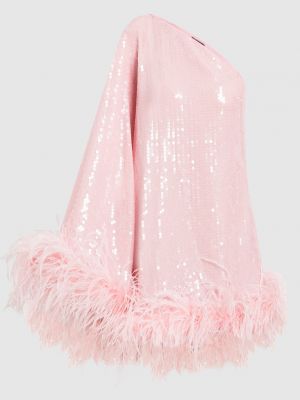 Платье мини с перьями Taller Marmo розовое