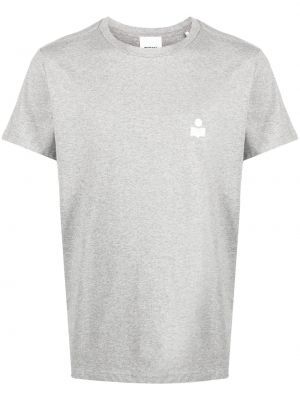 Bavlnené tričko s potlačou Marant sivá