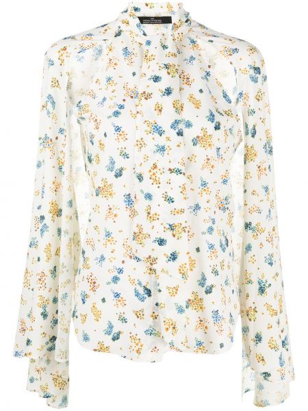 Bluza s cvetličnim vzorcem s potiskom Rokh bela