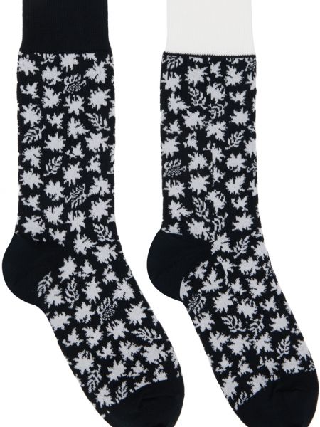 Черно-белые носки с цветочным принтом Sacai, Black